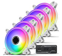 EZDIY-FAB Moonlight 120mm RGB PWM Ventole di Caso con RGB PWM Fan Hub,Sincronizzazione Scheda Madre 5V,ARGB Ventilatore del Computer,Modalità di Luce Multiple-Bianco 5 Pack