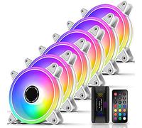 EZDIY-FAB Moonlight RGB Ventola per alloggiamento 120 mm con ventola Hub X e telecomando, 5 V 3 pin RGB scheda madre Sync, ventola ARGB per alloggiamento PC, confezione da 6