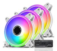 EZDIY-FAB Moonlight Ventole da 120 mm RGB PWM con RGB PWM Fan Hub,5V Motherboard Sync,ARGB Ventole per Computer,Modalità di Illuminazione Multipla-Bianco 3 Pack