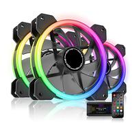 EZDIY-FAB Nuova ventola RGB a doppio anello, 120 mm, ventola per alloggiamento LED RGB, sincronizzazione scheda madre RGB, con Hub X e Remote-3 Pack