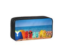 EZDLOWVBA Astuccio con stampa con infradito su una spiaggia sabbiosa, per ragazzi e ragazze, portapenne per scuola secondaria, per bambini e ragazze, astuccio per matite per ufficio e università