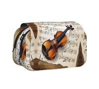 EZDLOWVBA Astuccio con stampa di farfalle e violoncello, grande capacità, con 2 scomparti, portapenne, organizer per cancelleria