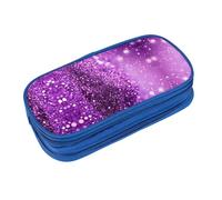 EZDLOWVBA Astuccio con stampa glitter viola scintillante per ragazzi e ragazze, bellissimo astuccio con cerniera, organizer per studenti, astuccio per figlia, figlio, Blu, taglia unica, Valigetta per