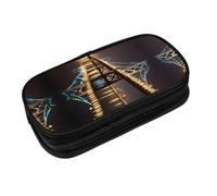 EZDLOWVBA Astuccio con stampa notturna di New York Manhattan Bridge, per ragazzi e ragazze, grazioso astuccio con cerniera per studenti, astuccio per figlia, figlio, astuccio da scrivania, Nero ,