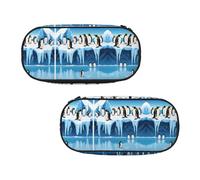 EZDLOWVBA Astuccio con stampa Penguins On The Iceberg1, per ragazzi e ragazze, grazioso astuccio con cerniera, per studenti, astuccio per figlia, figlio, astuccio da scrivania, Nero , Taglia unica,