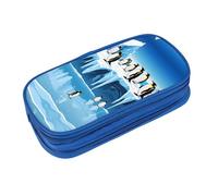 EZDLOWVBA Astuccio con stampa Penguins On The Iceberg1, per ragazzi e ragazze, grazioso astuccio con cerniera, per studenti, astuccio per figlia, figlio, astuccio da scrivania, Blu, Taglia unica,