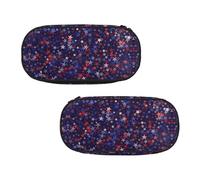 EZDLOWVBA Astuccio per matite con stampa americana con stelle rosse e blu, per ragazzi e ragazze, con organizer con cerniera, per studenti, astuccio per figlia, figlio, astuccio da scrivania, Nero ,