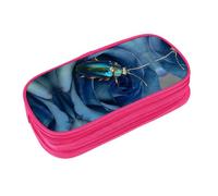 EZDLOWVBA Astuccio per matite con stampa di rosa blu con scarabeo gioiello, per ragazzi e ragazze, grazioso astuccio con cerniera per studenti astuccio per figlia figlio astuccio da scrivania, rosa