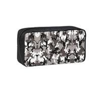 EZDLOWVBA Astuccio per matite portatile con stampa mimetica nera, grigia, bianca, per studenti, per bambini, astuccio per cancelleria, custodia capiente