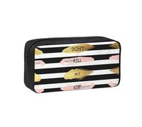 EZDLOWVBA Astuccio portatile per studenti e bambini, con stampa a righe, con scritta in lingua inglese "Don't Kill My Vibe", astuccio per cancelleria, custodia capiente