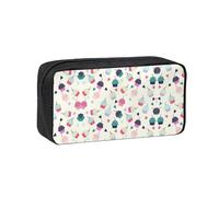 EZDLOWVBA Astuccio portatile per studenti e bambini, con stampa di cupcake, caramelle, cuori, astuccio per cancelleria, custodia per cancelleria, capacità