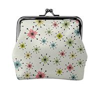 EZDLOWVBA Atomic Stars Pattern Stampa Doppia Chiusura in Metallo Telaio in Pelle Kiss Lock Change Pouch Portafoglio da Donna con Chiavi, Piccoli Portafogli, Nero , Taglia unica