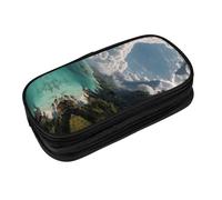 EZDLOWVBA Beautiful Views - Astuccio per matite con stampa, per ragazzi e ragazze, con organizer con cerniera, per studenti, per figlia, figlio, scrivania, Nero , taglia unica, Beauty Case