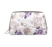 EZDLOWVBA Beauty case da viaggio da donna con stampa di foglie d'uva, organizer con cerniera, borsa per il trucco, borsa da toeletta, borsa per il trucco in pelle leggera, Oro, Taglia unica