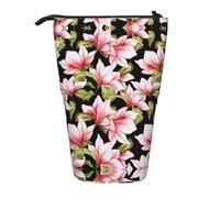 EZDLOWVBA Beauty Pink Floral Flowers Print Stationery Bag per ragazzi e ragazze, supporto portamatite, astuccio con cerniera, custodia telescopica, studenti e ufficio scuola media