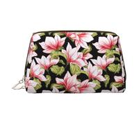 EZDLOWVBA Beauty Pink Floral Flowers Print Women Travel Cosmetic Bag Organizer Zipper Makeup Bags Pouch Toiletry, Borsa per il trucco in pelle leggera, Oro, Taglia unica