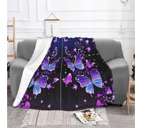 EZDLOWVBA Bella coperta in pile con stampa di farfalle incandescenti, per divano e letto, accogliente, morbida, leggera, calda, per tutte le stagioni