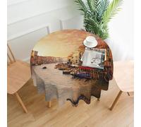 EZDLOWVBA Bella tovaglia rotonda con stampa Canal View di Venezia, diametro 152 cm. Tovaglia lavabile con polvere, adatta per ristoranti, interni ed esterni