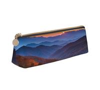 EZDLOWVBA Blue Ridge Parkway Mountains - Astuccio in pelle con stampa di montagne per ragazze e ragazzi, astuccio per cancelleria per scuola e ufficio