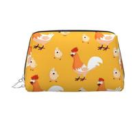 EZDLOWVBA Borsa cosmetica da viaggio da donna, con stampa di pulcino, organizer con cerniera, borsa per il trucco, borsa per articoli da toeletta, borsa per il trucco in pelle leggera, Argento, Taglia