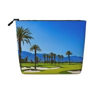 EZDLOWVBA Borsa per il trucco in canapa finta con stampa campo da golf in riva al mare, essenziale per viaggi e uso quotidiano, borsa cosmetica riutilizzabile, astuccio con cerniera, strumento per il