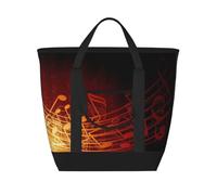 EZDLOWVBA Borsa termica isolata di grande capacità della nota musicale della fiamma rossa, borsa riutilizzabile della drogheria di viaggio