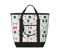 EZDLOWVBA Borsa termica isolata di grande capacità della stampa dolce dei cuori della caramella del cupcake, borsa riutilizzabile della drogheria di viaggio