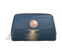 EZDLOWVBA Bright Moon at Sea Hippie Print Women Travel Cosmetic Bag Organizer Zipper Makeup Bags Pouch Toiletry, Borsa per il trucco in pelle leggera, Oro, Taglia unica