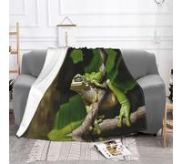 EZDLOWVBA Coperta in pile con motivo rana e albero della pace, per divano e letto, accogliente, morbida, leggera, calda, per tutte le stagioni