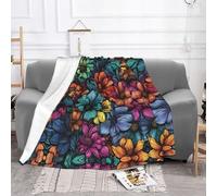 EZDLOWVBA Coperta in pile con stampa arcobaleno e farfalle, per divano e letto, accogliente, morbida, leggera, calda, per tutte le stagioni