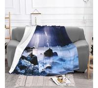 EZDLOWVBA Coperta in pile con stampa con tempesta estiva, per divano e letto, accogliente, morbida, leggera, calda, per tutte le stagioni