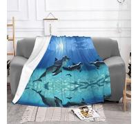 EZDLOWVBA Coperta in pile con stampa delfini nel mare, per divano e letto, accogliente, morbida, leggera, calda, per tutte le stagioni