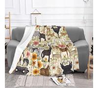 EZDLOWVBA Coperta in pile con stampa di animali della fattoria, per divano e letto, accogliente, morbida, leggera, calda, per tutte le stagioni