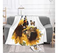 EZDLOWVBA Coperta in pile con stampa di farfalle e girasoli, per divano e letto, accogliente, morbida, leggera, calda, per tutte le stagioni
