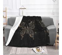 EZDLOWVBA Coperta in pile con stampa di farfalle e strass, per divano e letto, accogliente, morbida, leggera, calda, per tutte le stagioni