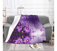 EZDLOWVBA Coperta in pile con stampa di farfalle viola prugna per divano letto, accogliente coperta morbida e leggera per tutte le stagioni