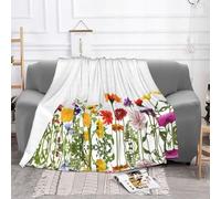 EZDLOWVBA Coperta in pile con stampa di fiori e farfalle, per divano e letto, accogliente, morbida, leggera, calda, per tutte le stagioni