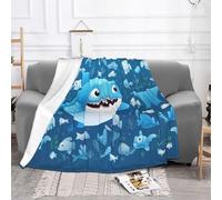EZDLOWVBA Coperta in pile con stampa di pesci blu, per divano e letto, accogliente, morbida, leggera, calda, per tutte le stagioni