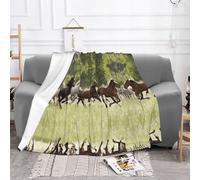 EZDLOWVBA Coperta in pile con stampa di vari tipi di cavalli, per divano e letto, accogliente, morbida, leggera, calda, per tutte le stagioni