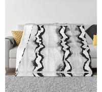 EZDLOWVBA Coperta in pile con stampa in bianco e nero con pelle di serpente, per divano e letto, accogliente, morbida, leggera, calda, coperta per tutte le stagioni