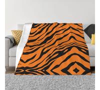 EZDLOWVBA Coperta in pile con stampa leopardata arancione tigre per divano letto, accogliente coperta morbida e leggera per tutte le stagioni