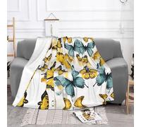 EZDLOWVBA Coperta in pile disegnata a mano con farfalle colorate, per divano e letto, accogliente, morbida, leggera, calda, per tutte le stagioni