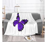 EZDLOWVBA Coperta in pile viola con stampa di farfalle, per divano e letto, accogliente, morbida, leggera, calda, per tutte le stagioni