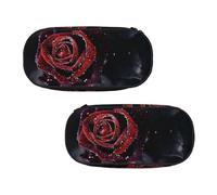 EZDLOWVBA Dew Rose - Astuccio con stampa di rose, per ragazzi e ragazze, con organizer con cerniera, per studenti, per figlia, figlio, scrivania, Nero , Taglia unica, Beauty Case