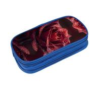 EZDLOWVBA Dewdrops on Red Rose Print - Astuccio per ragazzi e ragazze, grazioso astuccio con cerniera, per studenti, astuccio per figlia, figlio, astuccio da scrivania, Blu, One Size, Beauty Case