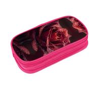 EZDLOWVBA Dewdrops on Red Rose Print - Astuccio per ragazzi e ragazze, grazioso astuccio con cerniera, per studenti, astuccio per figlia, figlio, astuccio da scrivania, rosa, One Size, Beauty Case