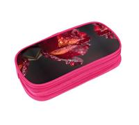 EZDLOWVBA Dewdrops on Red Rose Print - Astuccio per ragazzi e ragazze, grazioso astuccio con cerniera, per studenti, astuccio per figlia, figlio, astuccio da scrivania, rosa, One Size, Beauty Case