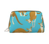 EZDLOWVBA Divertente borsa da viaggio da donna con stampa canguro e zoo, organizer con cerniera, borsa per il trucco da toilette, borsa per il trucco in pelle leggera, Oro, Taglia unica