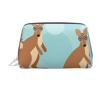 EZDLOWVBA Divertente borsa da viaggio da donna, con stampa di canguro e zoo, organizer per cosmetici, con cerniera, borsa per il trucco, borsa per articoli da toeletta, in pelle leggera, Argento