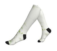 EZDLOWVBA Fogliame ed erbe con libellule stampa alata calze a compressione per donna e uomo unisex 20-30mmhg polpacci alti al ginocchio per volare corsa sport, 2 Nero-2, Taglia unica